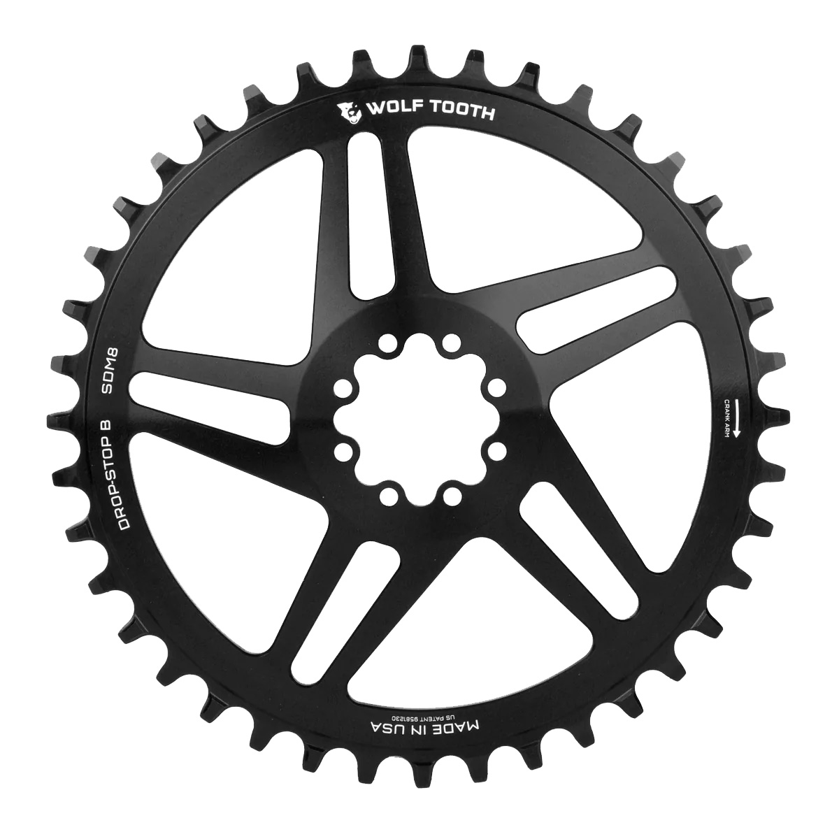 Wolf Tooth Components 8-Bolt Road/Gravel Chainring (Flat Top), 44T, Blk
