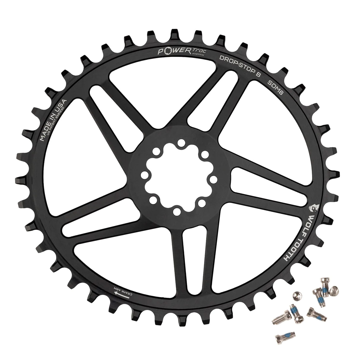 Wolf Tooth Components Ellipticall 8-Bolt Chainring (Flat Top), 38T, Black