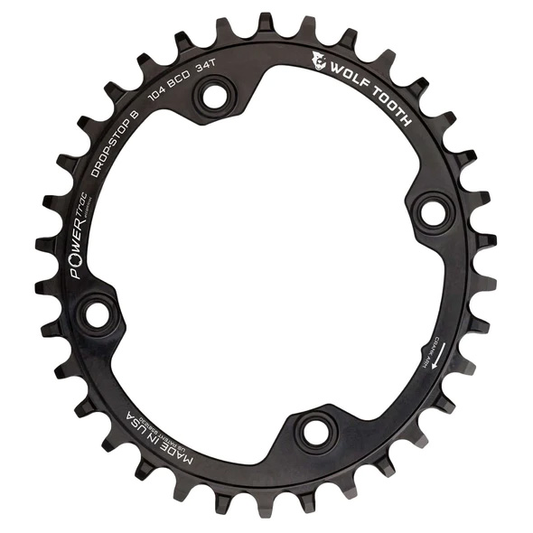 Wolf Tooth Components Elliptical 104BCD Chainring, 32T, DropStop B, Black