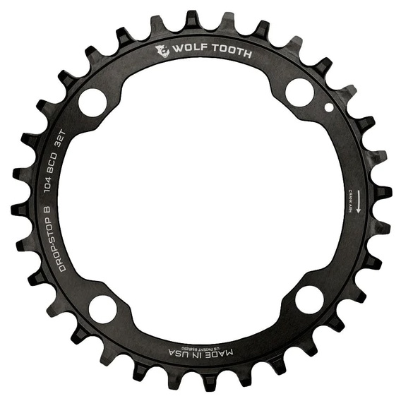 Wolf Tooth Components 104 Chainring, 104BCD 32T, DropStop B, Black