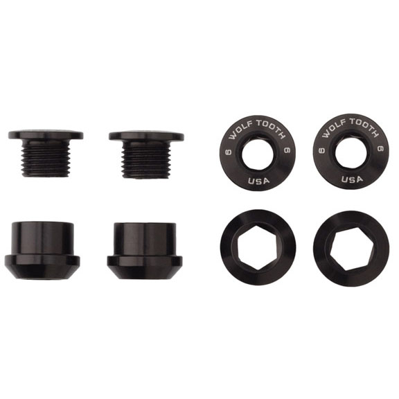Wolf Tooth Components Single Chainring Bolt/Nut Set, 4pc, Black