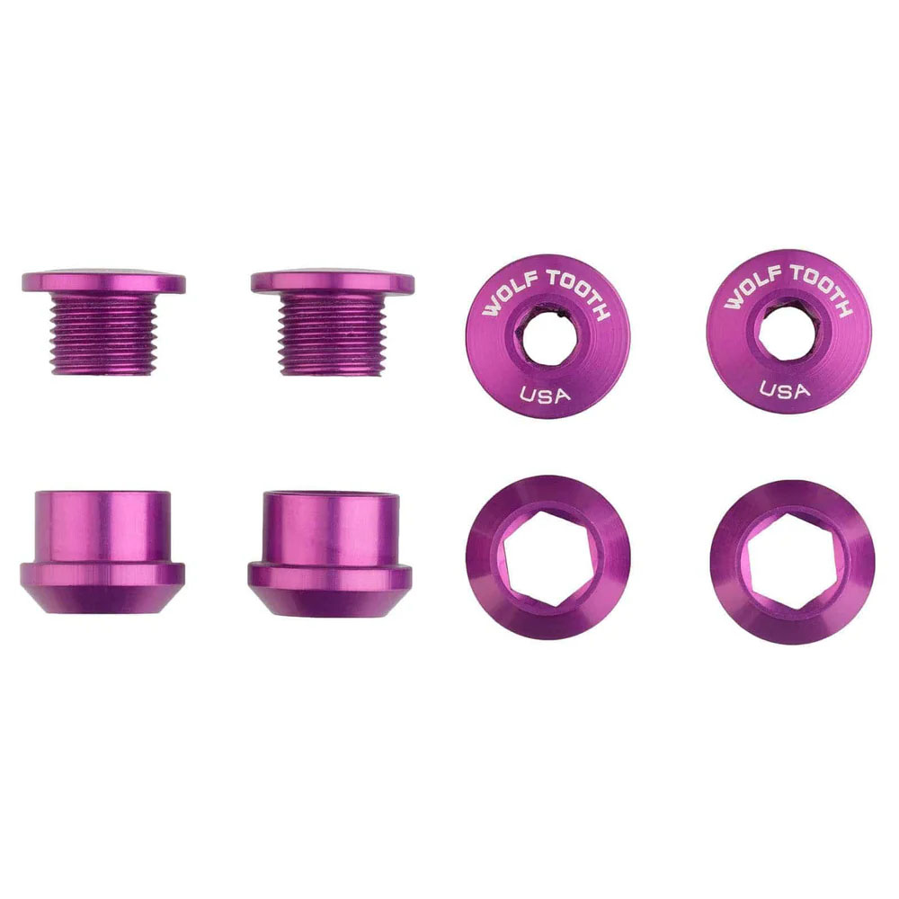 Wolf Tooth Components Single Chainring Bolt/Nut Set, 4pc, Ultraviolet Purple