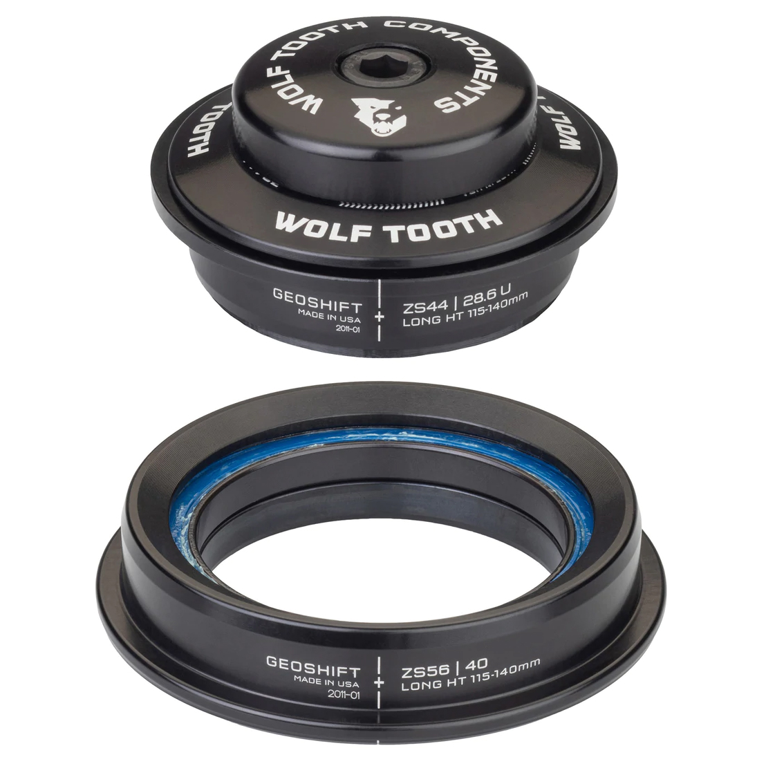 Wolf Tooth Components GeoShift Headset ZS44 Upper/ZS56 Lower (Perf), Long