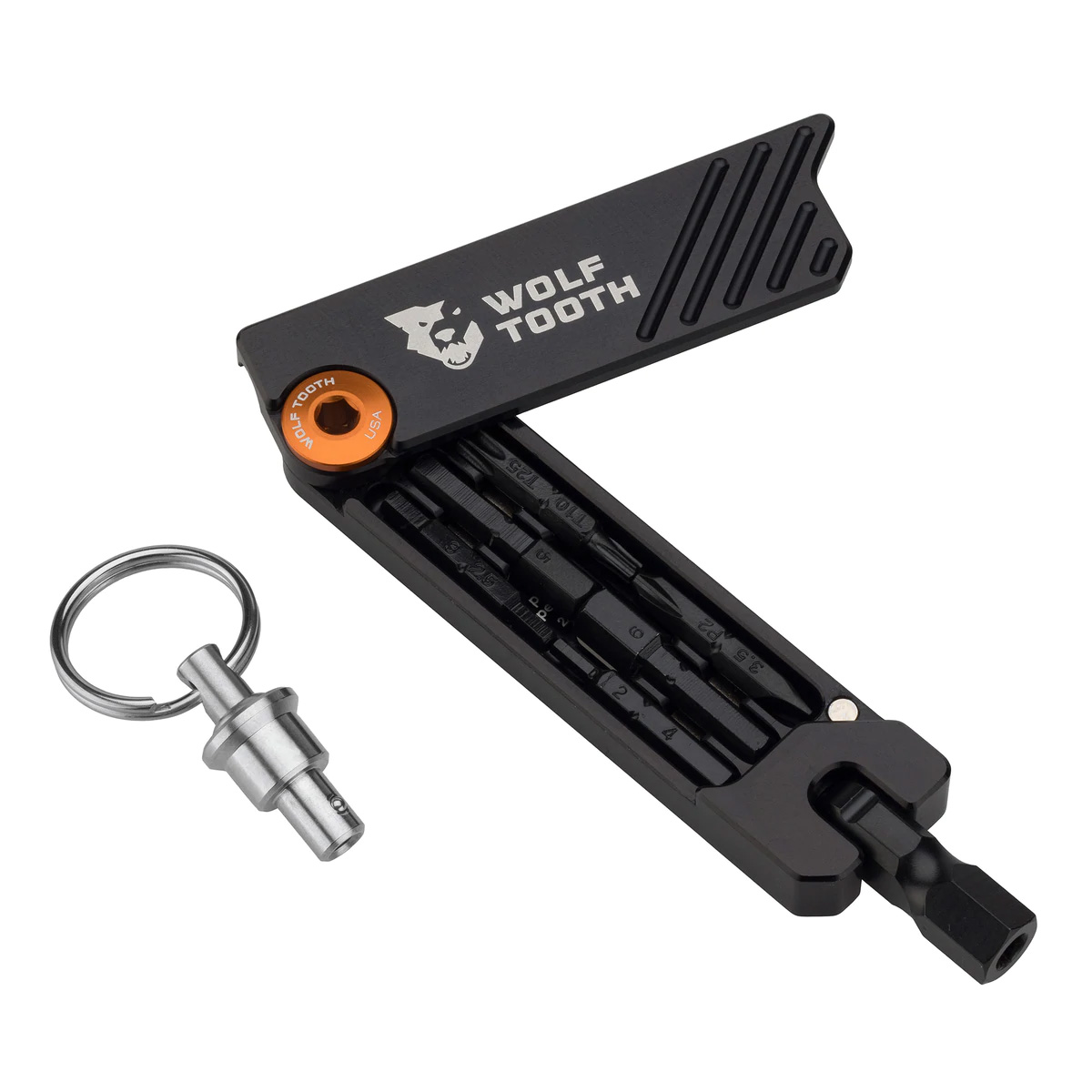 Wolf Tooth Components 6-Bit Hex Wrench Multi-Tool w/ Key Ring, Orange