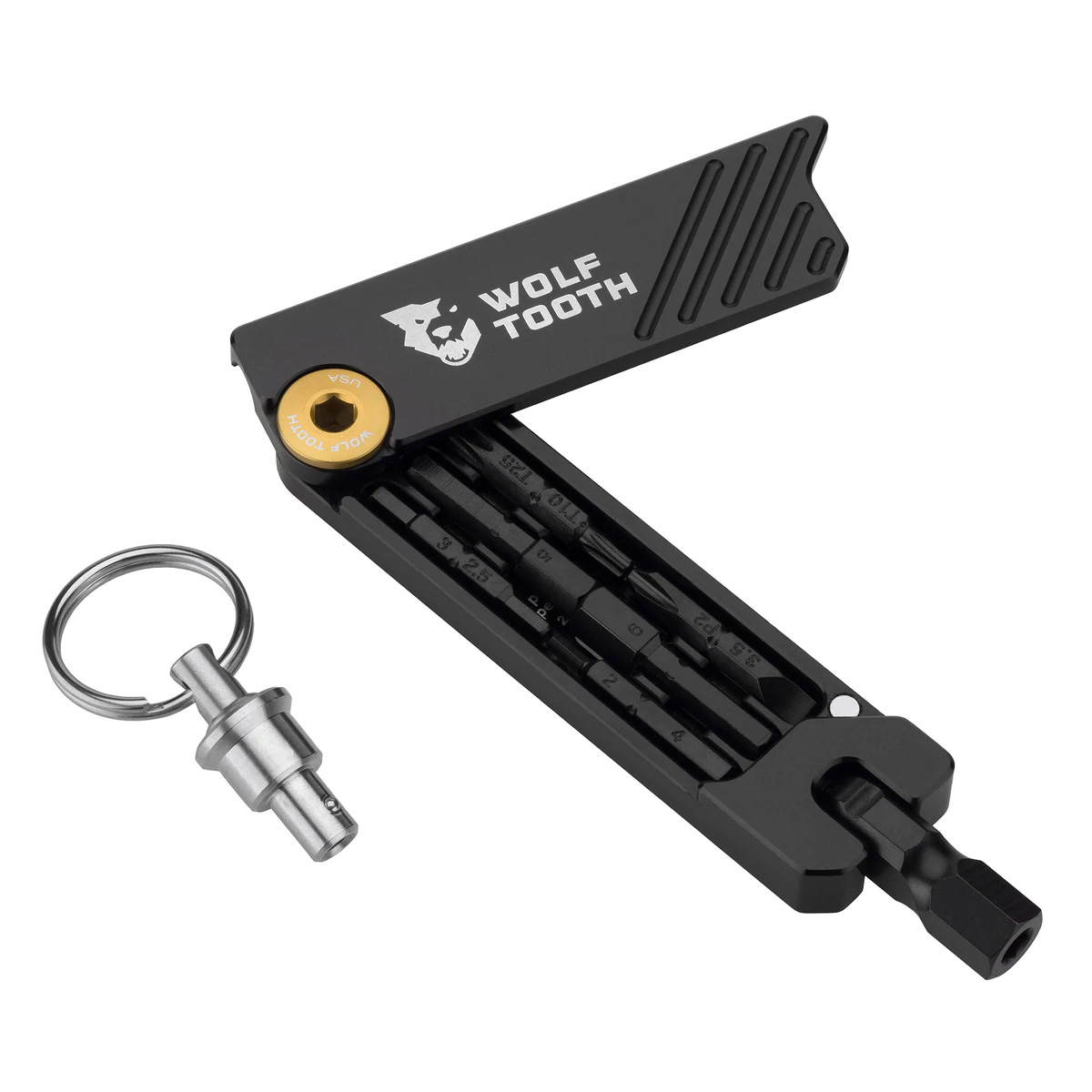 Wolf Tooth Components 6-Bit Hex Wrench Multi-Tool w/ Key Ring, Gold 