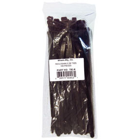 Wheels Mfg Recloseable Zip Tie Kit, 8" 100pcs - Black