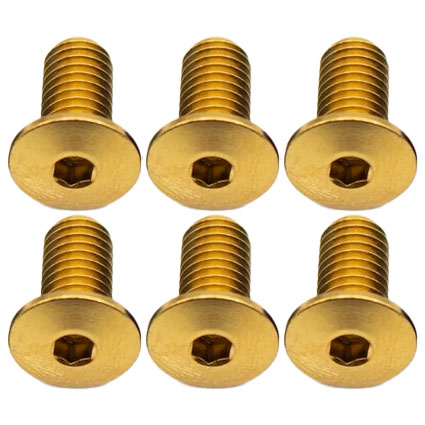 Better Bolts Titanium Water Bottle Cage Bolts, 10mm, Gold, 6/Count