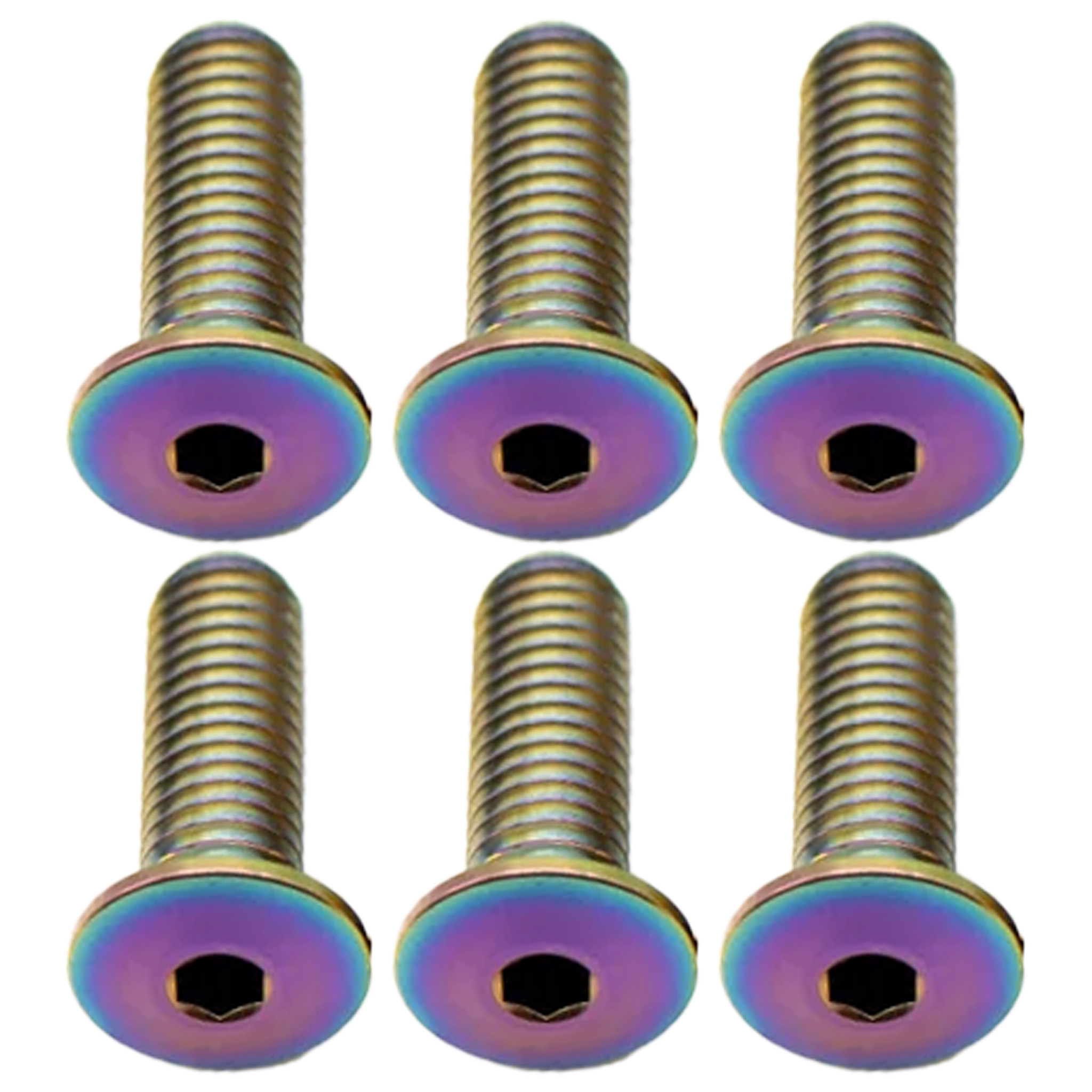 Better Bolts Titanium Water Bottle Cage Bolts,15mm,Rainbow, 6/Count