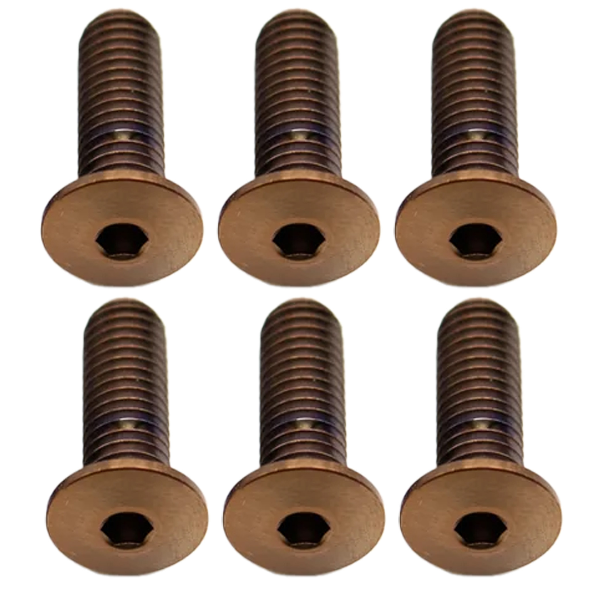 Better Bolts Titanium Water Bottle Cage Bolts, 15mm,Copper, 6/Count