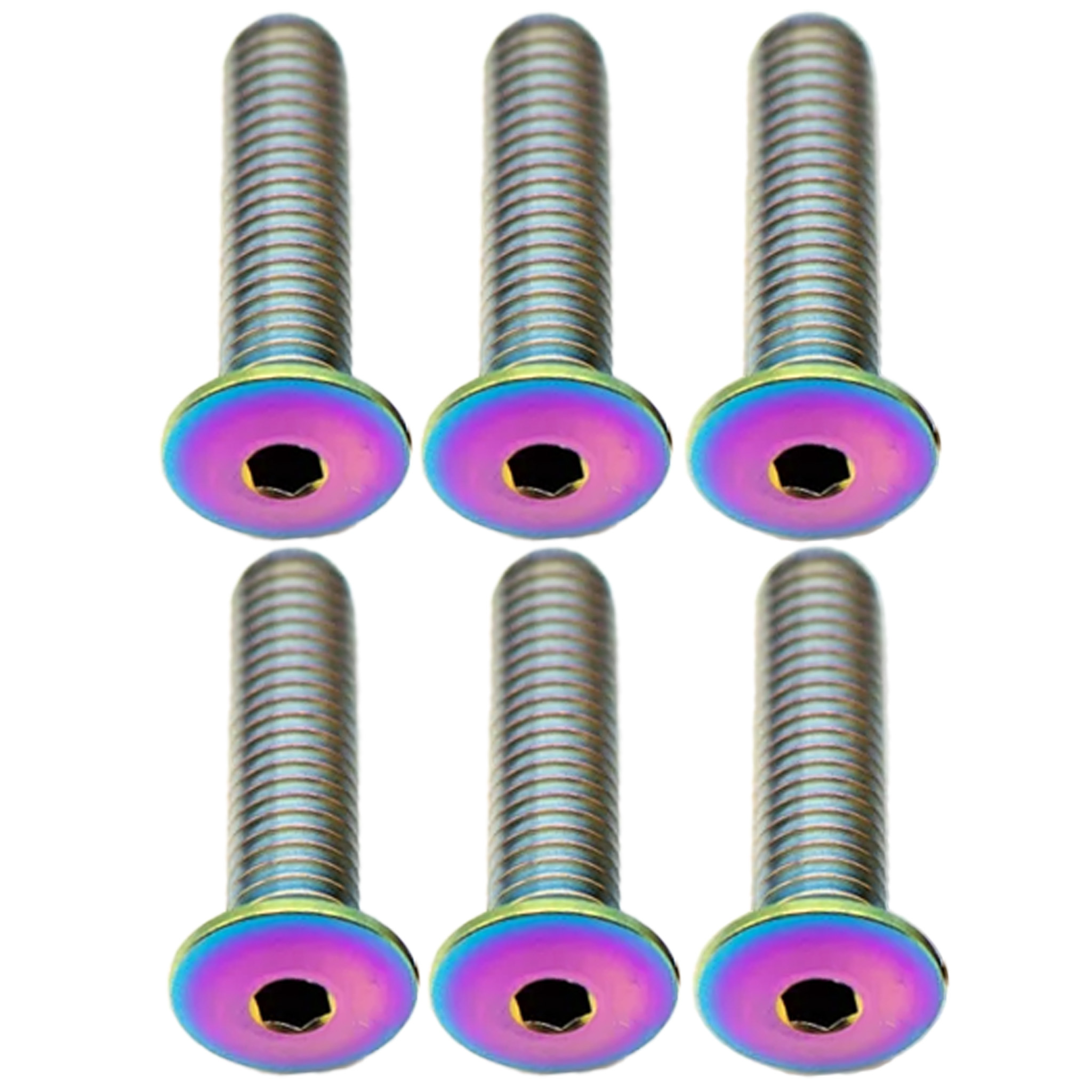 Better Bolts Titanium Water Bottle Cage Bolts,20mm,Rainbow, 6/Count