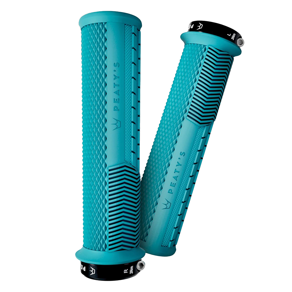 Peaty's Race Control Knurl Thin Lock-On Grips, Pair, Turquoise