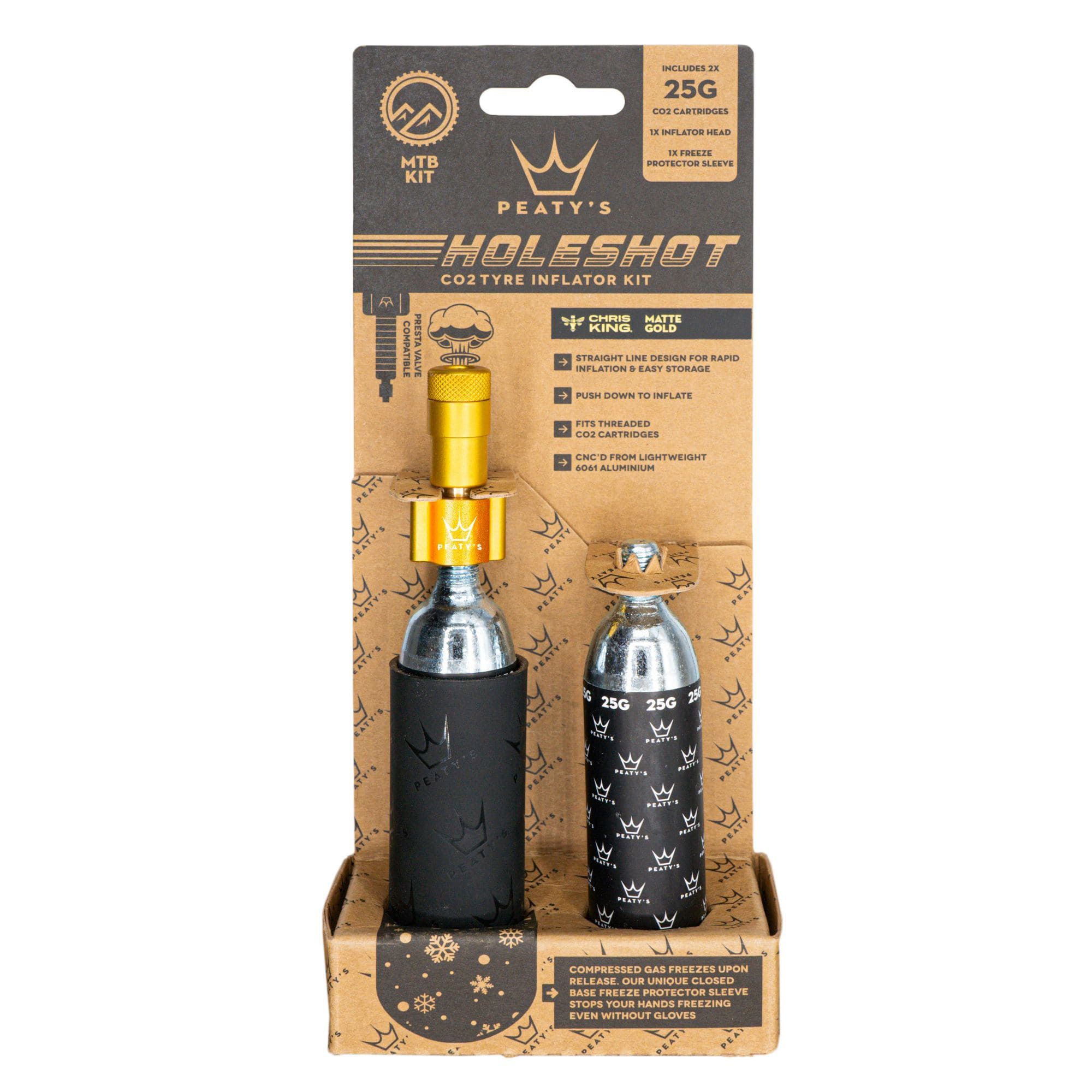 Peaty's Holeshot CO2 MTN Tire Inflator Kit w/Cart, Mango