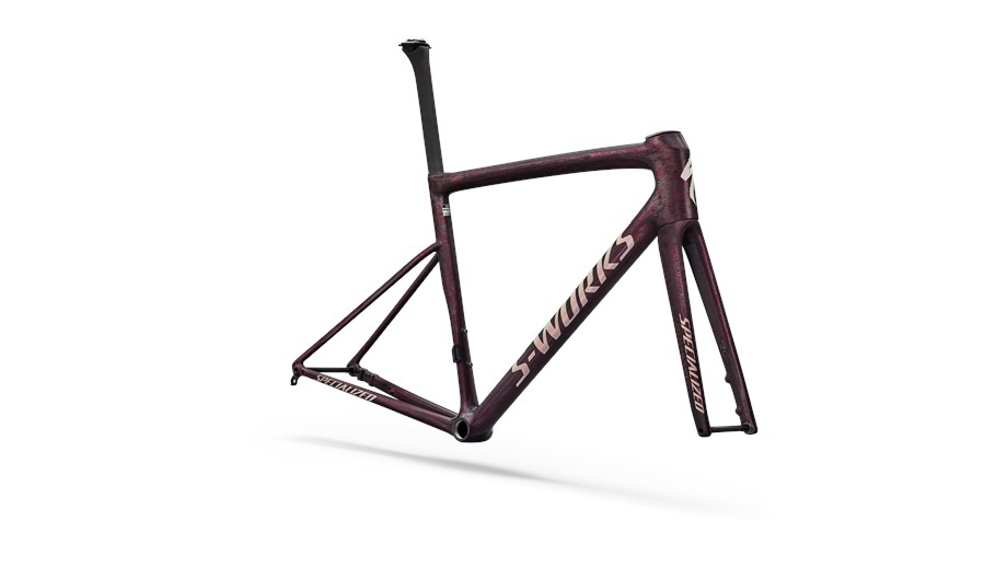 2026 Specialized S-Works Tarmac SL8 Frameset Gloss Carbon / Bordeaux Metallic + Nebula Directional Brush / Pearl Over White - 58