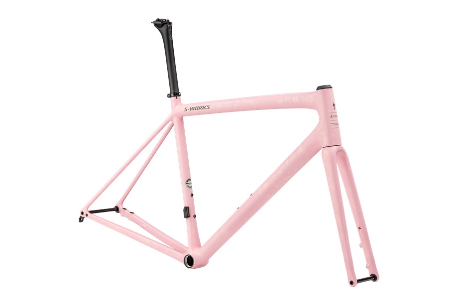 2023 Specialized S-Works Aethos Frameset Satin Red Ghost Pearl Organic Color Run Over Desert Rose / Taupe - 56