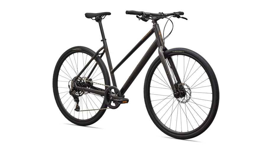 2027 Specialized Sirrus X 2.0 Step-Through Gloss Metallic Obsidian / Burnt Gold Metallic Frost Reflective - S