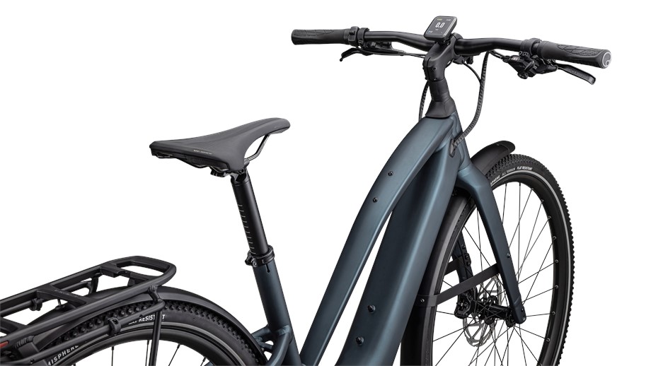 2025 Specialized Turbo Vado SL 2 5.0 Step-Through Satin Deep Lake Metallic / Black Liquid Metal Frost - M