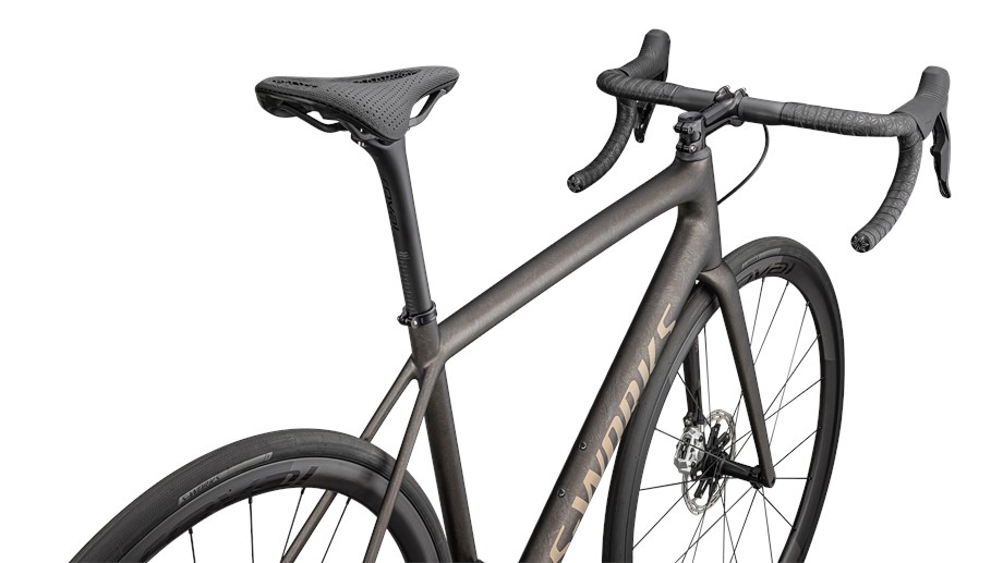 2025 Specialized S-Works Aethos – SRAM RED AXS Satin Doppio / Gunmetal Dry Brushed / Gold Pearl - 61