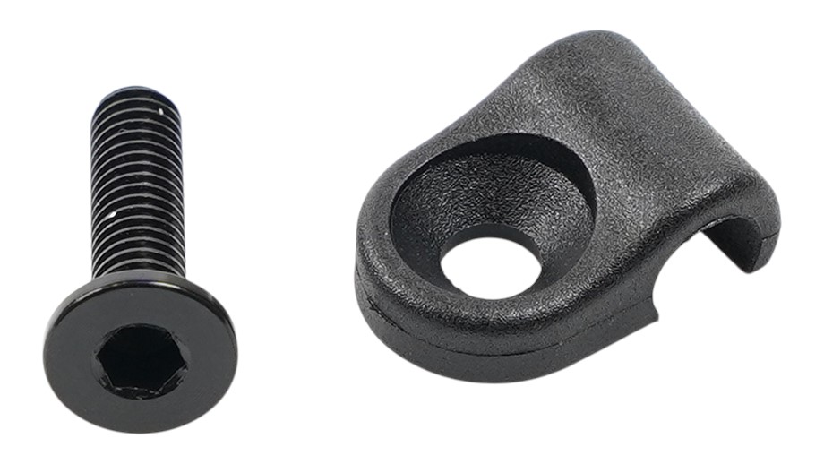 Specialized CBG CABLE CLIP, 5MM PLASTIC CABLE GUIDE - SINGLE BOLT, W/ BOLT (CB6-147) Black - One Size