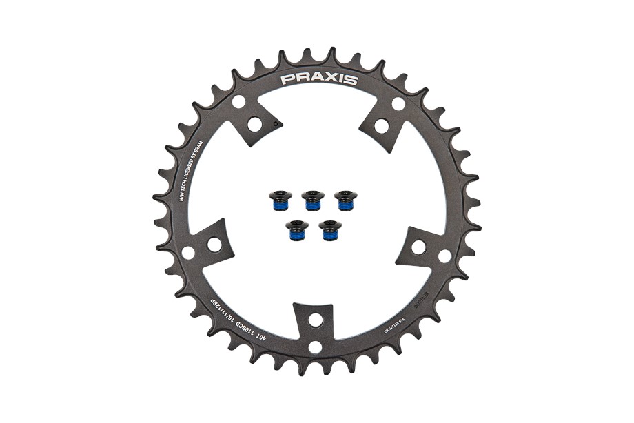 Specialized CHR TURBO, 40T, 11/12-SPD, 5-BOLT, 110 BCD, 1X RING, NARROW WIDE, ALLOY, W/ CHAINRING BOLTS, PRAXIS Black - 40T