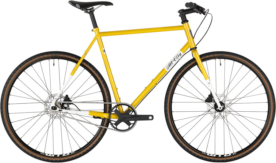 All-City Super Professional Flat Bar Single Speed Bike - 700c, Steel, Lemon Dab, 52cm 