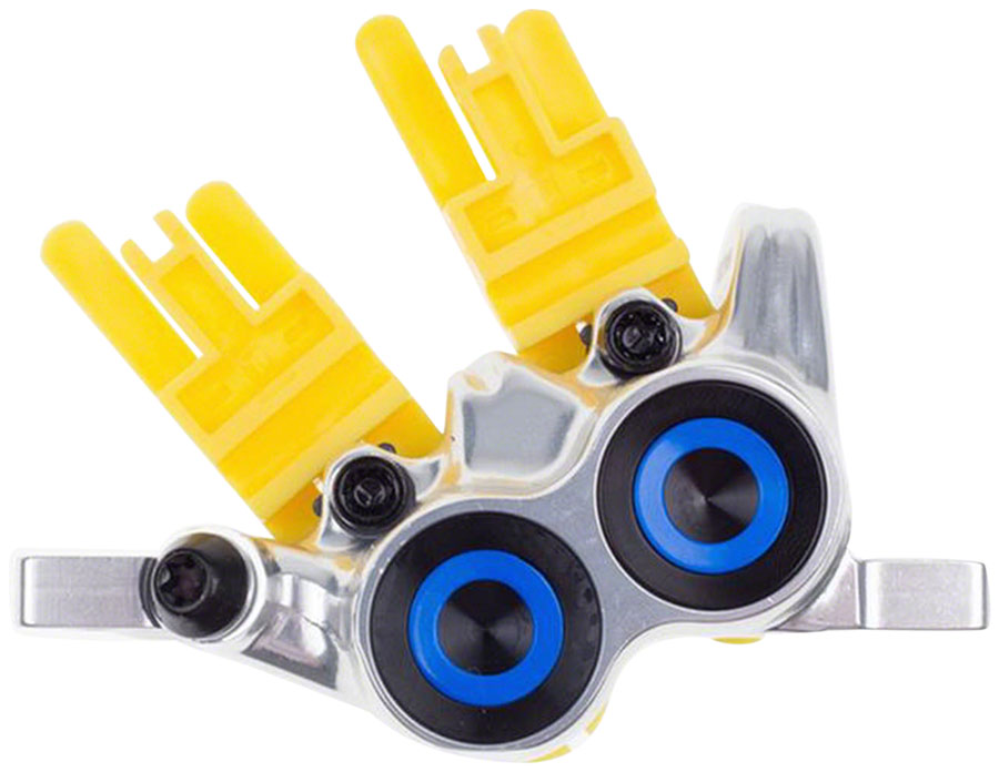 Magura MT Trail SL Disc Brake Caliper - Front, Post Mount, 4-Piston, Chrome/Blue 