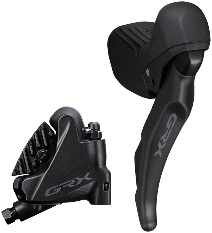 Shimano GRX ST-RX610 Shift/Brake Lever with BR-RX400 Hyd Disc Brake Caliper - Right/Rear, 12-Spd, Flat Mnt Caliper, For 25mm Mount, Black 