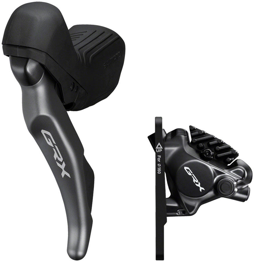 Shimano GRX ST-RX820 Shift/Brake Lever with BR-RX820 Hydraulic Disc Brake Caliper - Left/Front, 2x, Flat Mount Caliper, Black