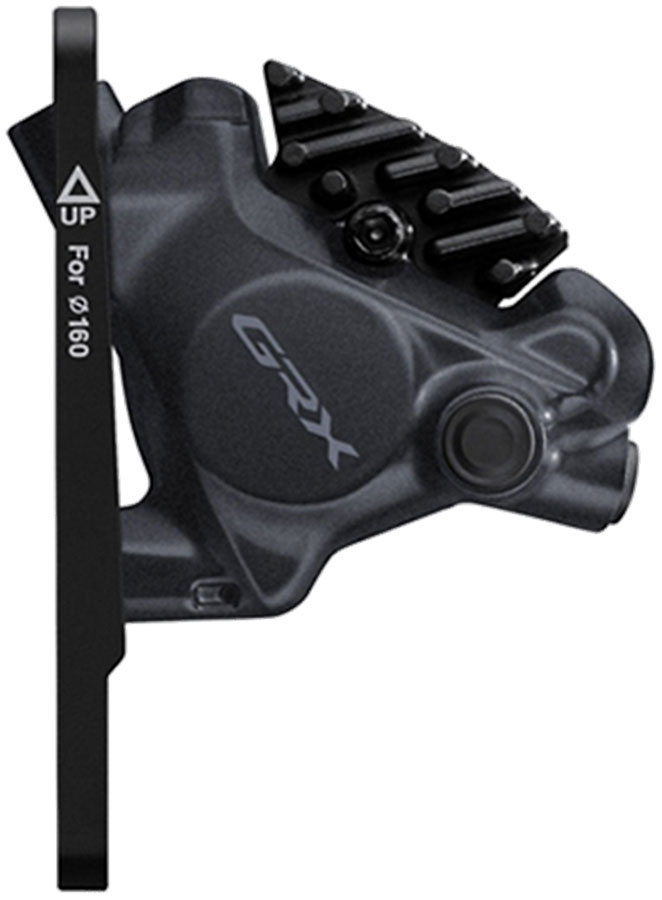 Shimano GRX BR-RX410 Hydraulic Disc Brake Caliper - Front, Flat-Mount, W/Bracket for 140/160mm Rotor (Assembled for 160mm), Black