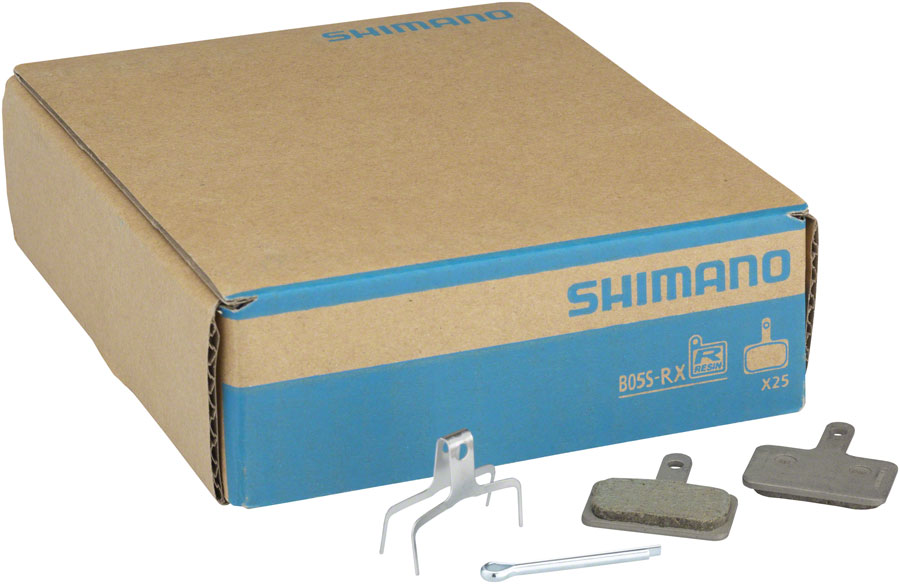 Shimano B05S-RX Disc Brake Pad and Spring - Resin Compound, Stainless Steel Back Plate, Box/25 pair