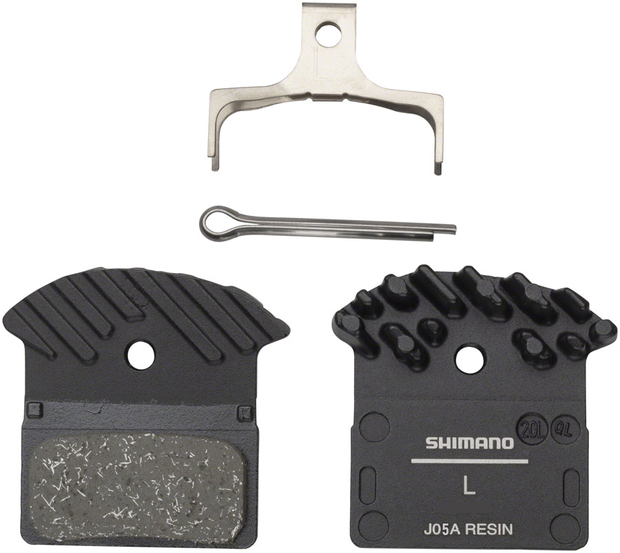 Shimano J05A-RF Disc Brake Pad and Spring - Resin Compound, Finned Aluminum Back Plate 