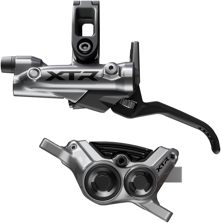 Shimano XTR M9220 Enduro Disc Brake and Lever - Left/Front, Post Mount, 4-Piston Caliper, SM-BH90-SBM Hose, Finned Metal Pads, Gray