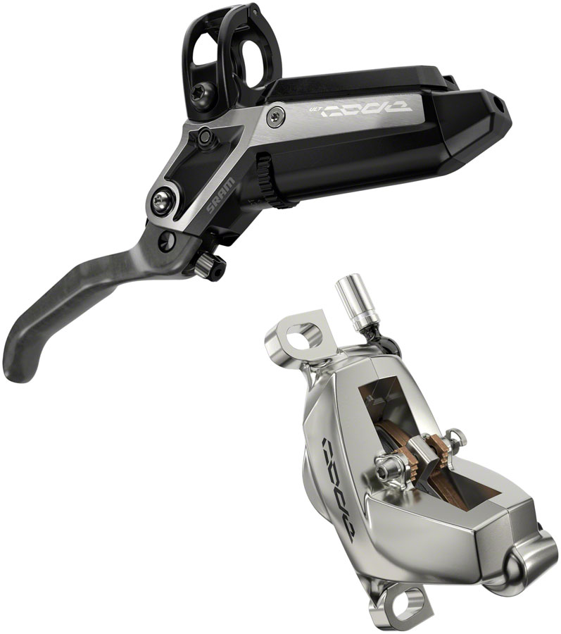 SRAM Code Ultimate Stealth Disc Brake and Lever - Rear, Post Mount, 4-Piston, Carbon Lever, Titanium Hardware, Black/Silver, C1 
