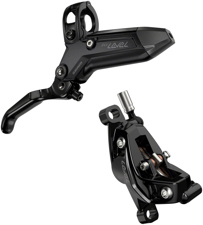 SRAM Level Silver Stealth Disc Brake and Lever - Rear, Post Mount, 4-Piston, Aluminum Lever, SS Hardware, Black, C1 