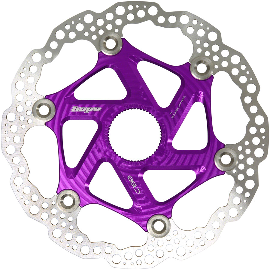 Hope MTB Floating Centre-Lock Disc Brake Rotor - 180mm, Center-Lock, Purple