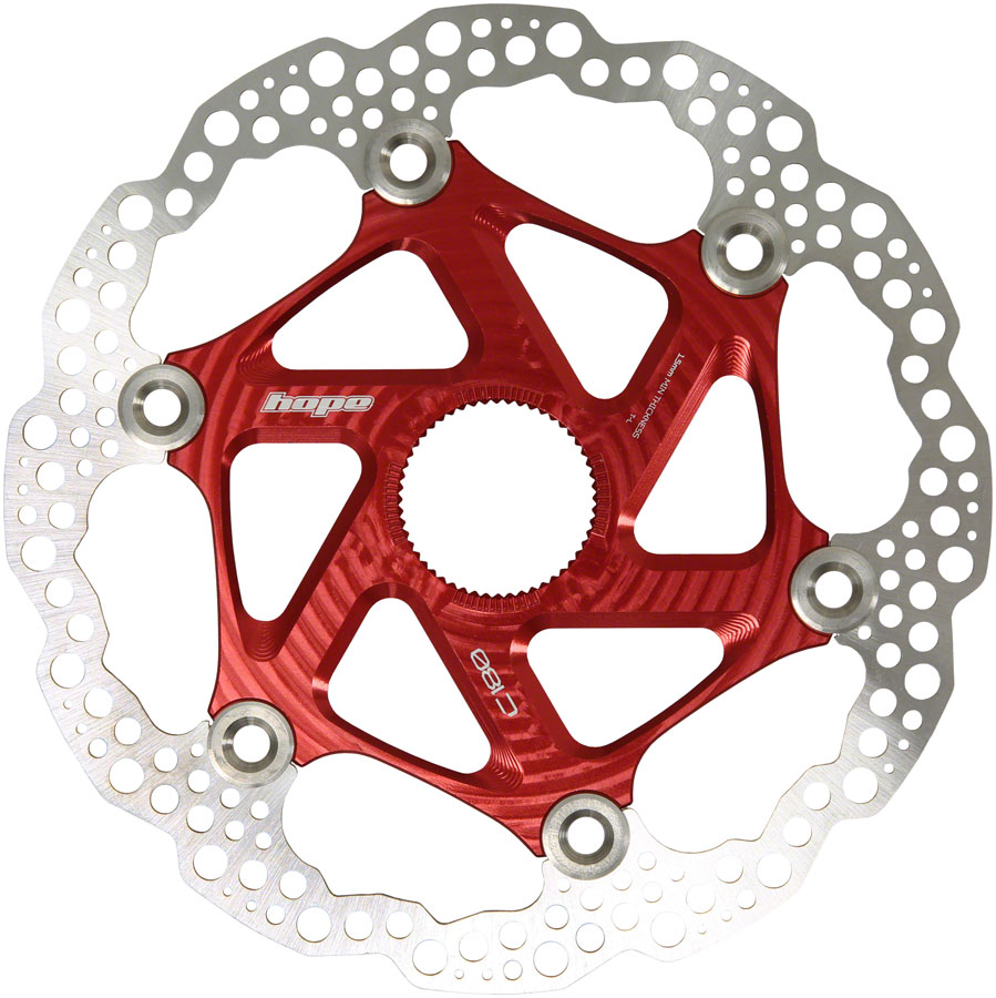 Hope MTB Floating Centre-Lock Disc Brake Rotor - 180mm, Center-Lock, Red