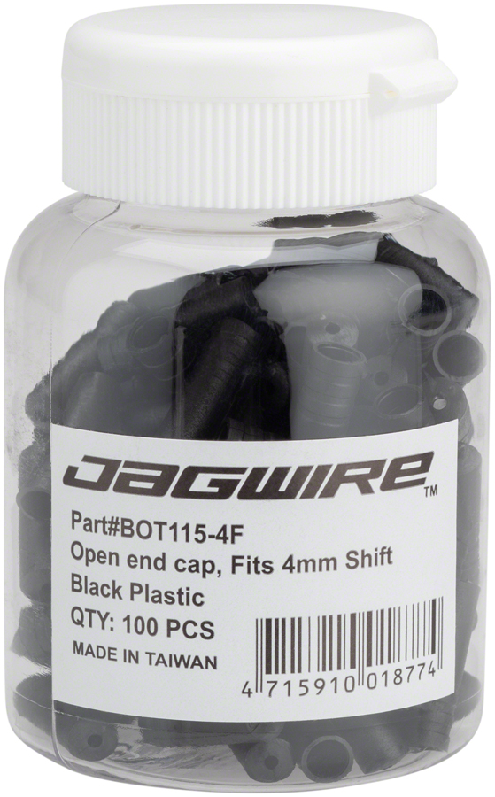 Jagwire 4mm Open Nylon End Caps Bottle of 100, Black 