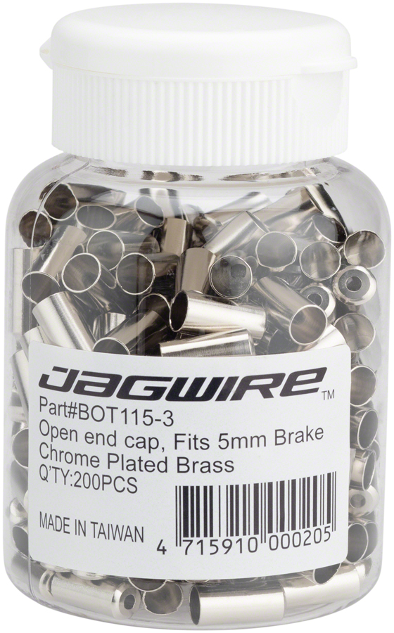 Jagwire 5mm Open End Caps Bottle of 200, Chrome Plated 