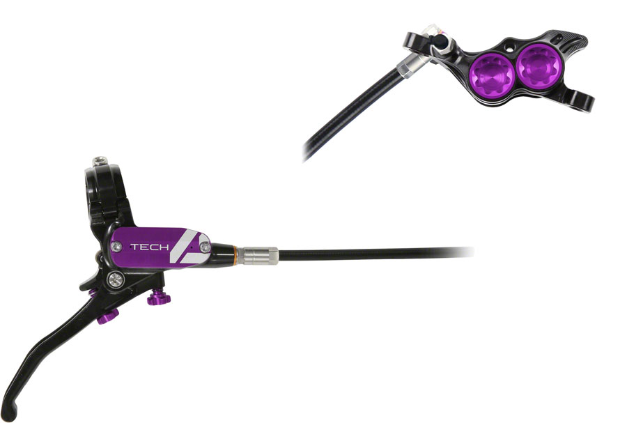 Hope Tech 4 E4 Disc Brake and Lever Set - Rear, Hydraulic, Post Mount, Purple