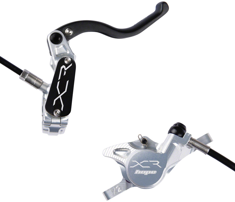Hope XCR Pro X2 Disc Brake and Lever Set - Rear, Hydraulic, Post Mount, Silver 