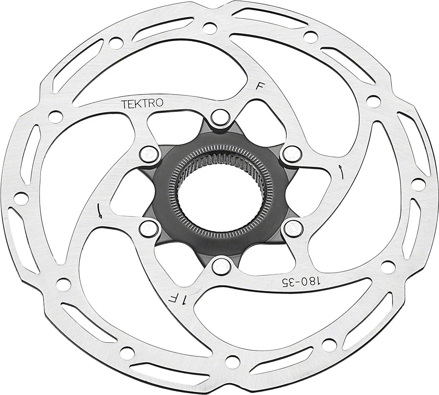 Tektro TR-35 Disc Brake Rotor - 180mm, Center-Lock, 1.8mm Thickness, Silver 