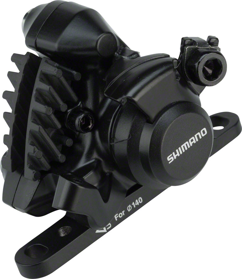 Shimano BR-RS305 Front Flat-Mount Disc Brake Caliper with Resin Pads with Fins and Adaptor for 140/160mm Rotor 