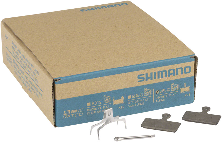 Shimano G05S-RX Disc Brake Pad and Spring - Resin Compound, Stainless Steel Back Plate, Box/25 pair