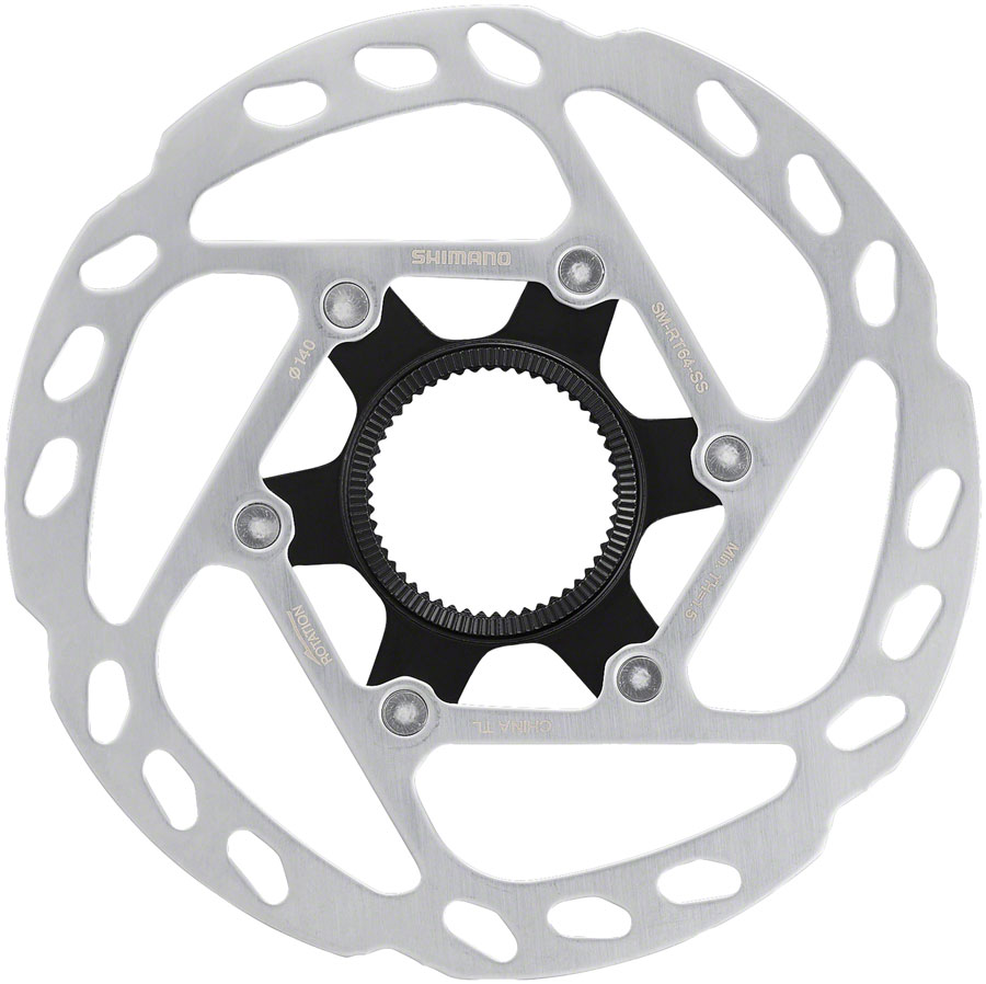 Shimano SM-RT64-SS Disc Brake Rotor with External Lockring - 140mm, Center Lock, Silver 