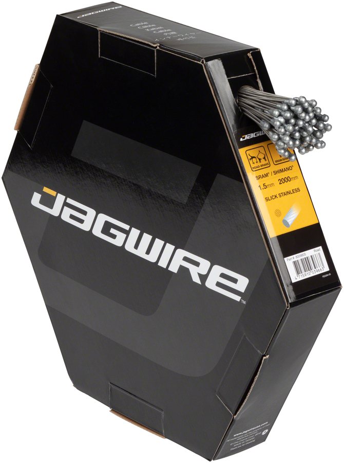 Jagwire Sport Slick Brake Cable - 1.5mm x 2000mm, Slick Stainless, SRAM/Shimano Road, Box of 100 