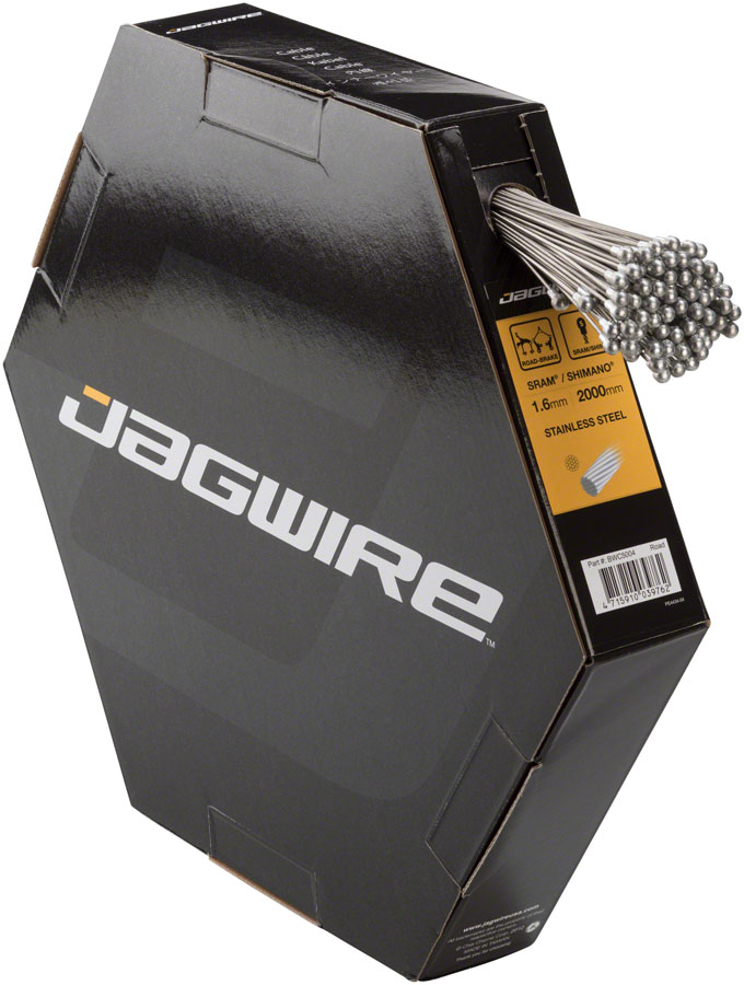 Jagwire Basics Brake Cable - 1.6x2000mm Stainless SRAM/Shimano Road, Filebox of 100 