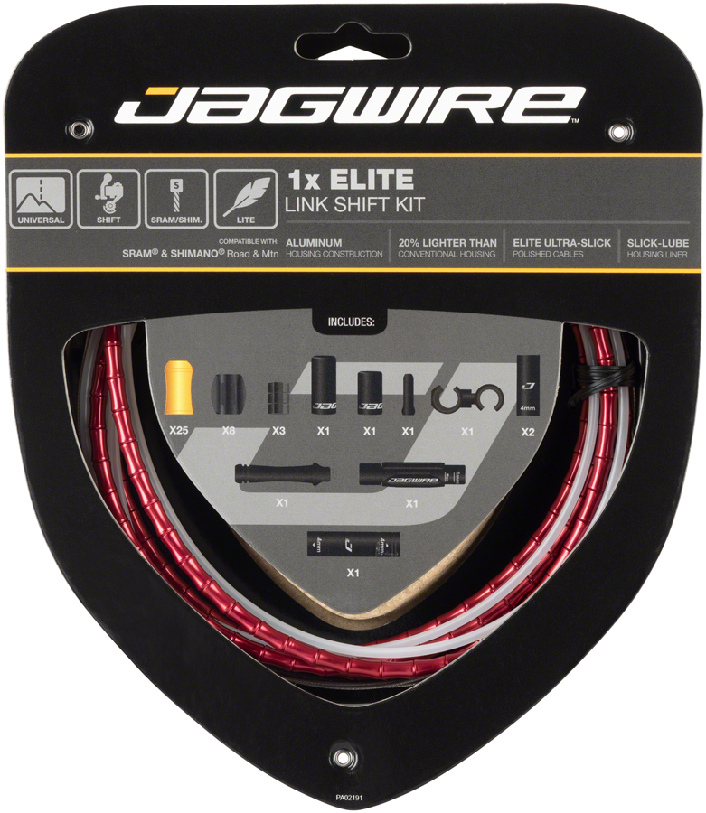 Jagwire 1x Elite Link Shift Cable Kit SRAM/Shimano with Polished Ultra-Slick Cable, Red 