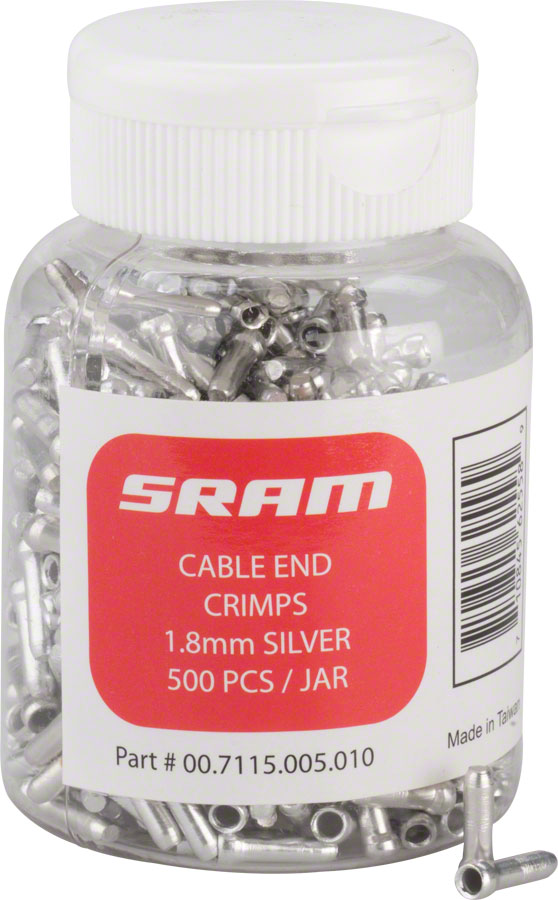 SRAM Cable End Crimps 1.8mm, 500-Count Jar 