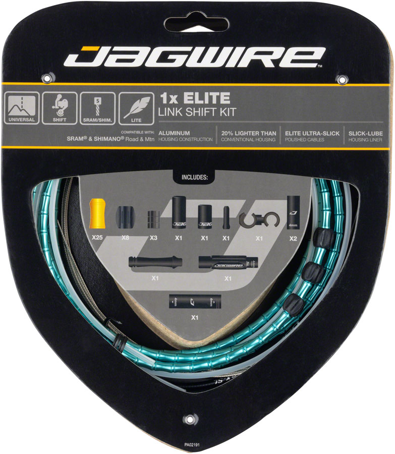 Jagwire 1x Elite Link Shift Cable Kit - SRAM/Shimano, Polished Ultra-Slick Cables, Ltd. Celeste