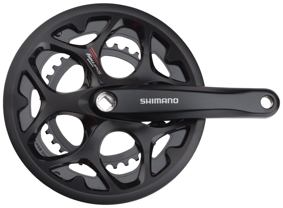 Shimano Tourney FC-A070 Crankset - 170mm, 7/8-Speed, 50/34t, Riveted, Square Taper JIS Spindle Interface, Black, With Chainguard 