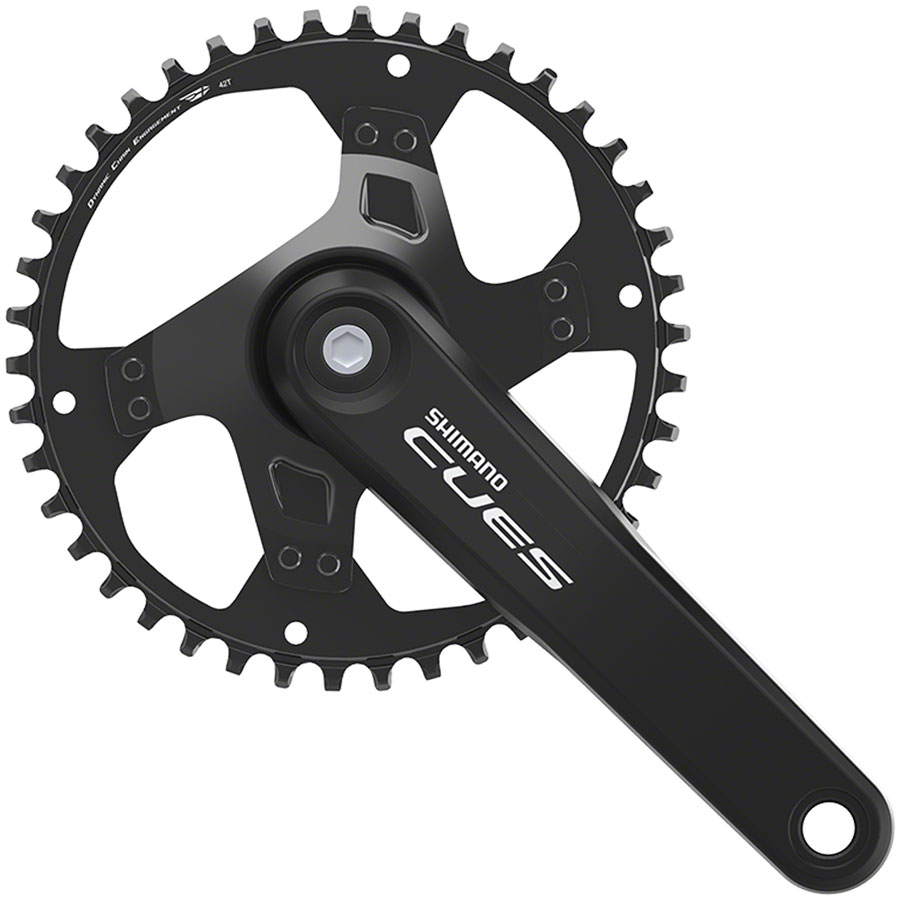 Shimano CUES FC-U4000-1 Crankset - 170mm, 9/10/11-Speed, 42t, Riveted, Square Taper JIS Spindle Interface, Black